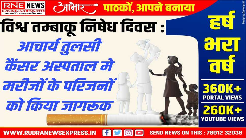 WORLD NO TOBACCO DAY : इस वर्ष की विश्व तम्बाकू निषेध दिवस की थीम "हमे भोजन चाहिए, तम्बाकू नहीं "