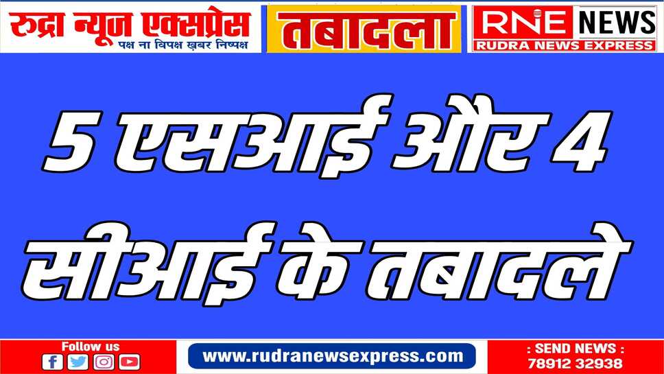 पुलिस महानिरीक्षक ने रेंज के 9 पुलिस अधिकारियों के तबादले किए