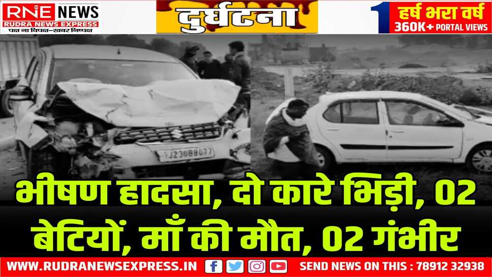 Jaipur : रेनवाल में दो कारों की भीषण भिड़ंत, माँ-बेटियों सहित तीन की मौत, पिता, पुत्र गंभीर घायल