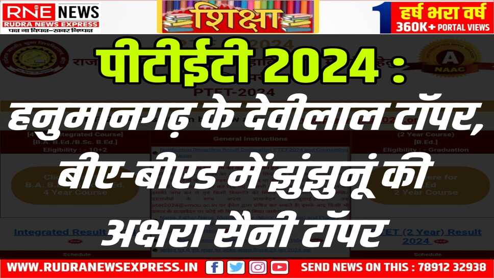 PTET 2024 : उपमुख्यमंत्री प्रेमचंद बैरवा ने रिजल्ट जारी किया