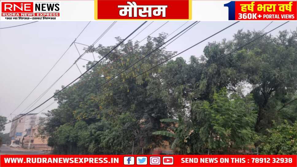 रात के कुहांसे से सुबह ठंडी, मंद हवा भी, आसमान साफ