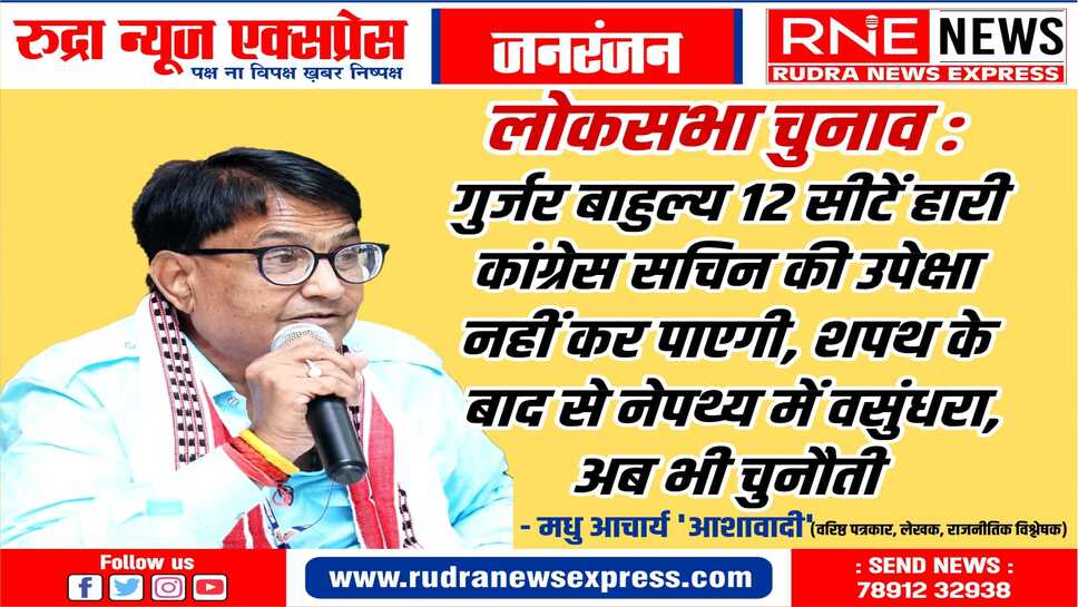 लोकसभा चुनाव में भी सचिन पायलट व वसुंधरा राजे बड़े फेक्टर, असर भी पड़ेगा