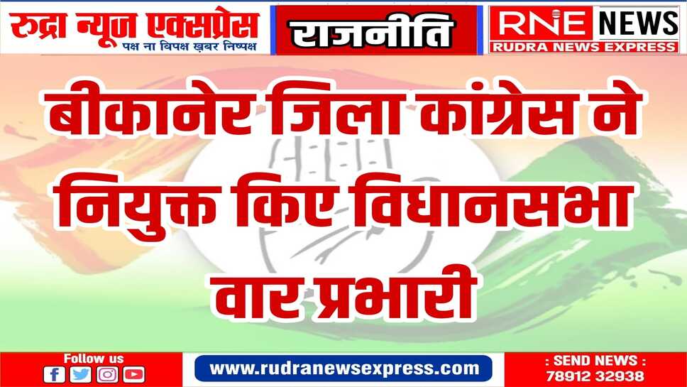 कांग्रेस ने विधानसभावार प्रभारी बनाए : पूर्व में माशूक अहमद, पश्चिम में श्रीलाल व्यास को जिम्मेदारी