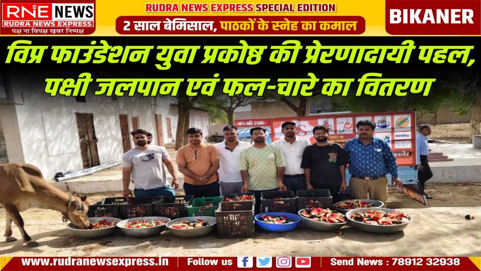 Bikaner : विप्र फाउंडेशन युवा प्रकोष्ठ द्वार निर्जला एकादशी पर गौसेवा और पक्षी सेवा का अनूठा आयोजन