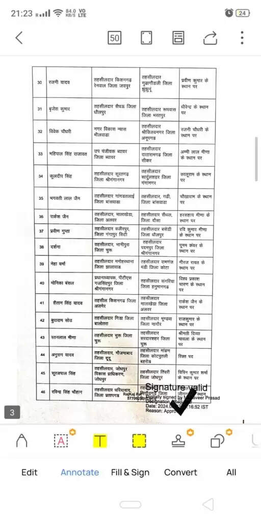 बीकानेर के उपखंडो के तहसीलदार बदले