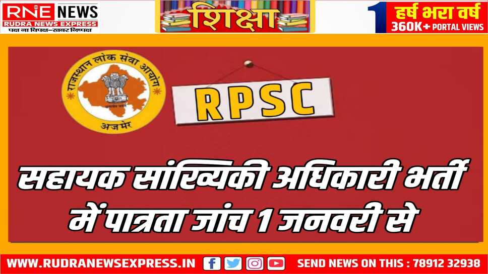 सहायक सांख्यिकी अधिकारी भर्ती: दस्तावेज़ सत्यापन 1-3 जनवरी तक