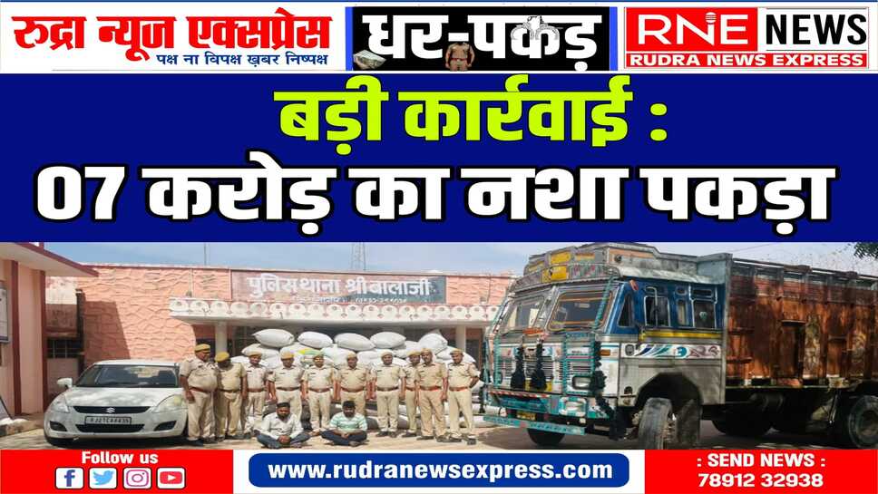 173 कट्टाें में 4622 किलो डोडा-पोस्त : नागौर से बीकानेर की ओर आ रहे ट्रक को श्रीबालाजी के पास पकड़ा