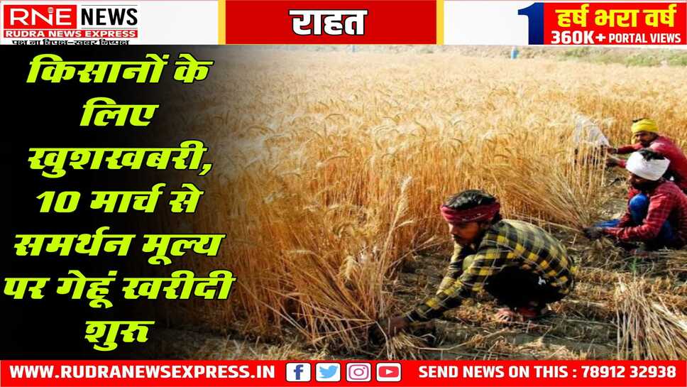 समर्थन मूल्य पर गेहूं की खरीद 10 मार्च से शुरू होगी, 30 जून तक किसान से गेहूं की खरीद की जायेगी