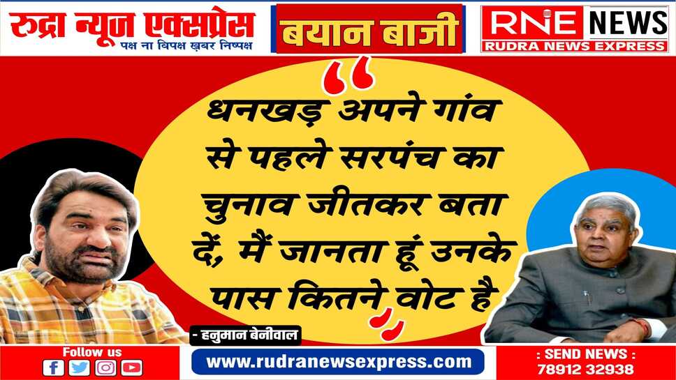 आरएलपी सुप्रीमो हनुमान बेनीवाल के बिगड़े बोल, उपराष्ट्रपति धनकड़ और मील पर साधा निशाना