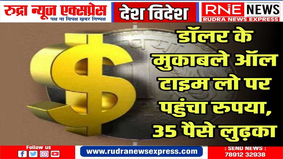 रुपया 35 पैसे लुढ़ककर 83.48 प्रति डॉलर के सर्वकालिक निचले स्तर पर