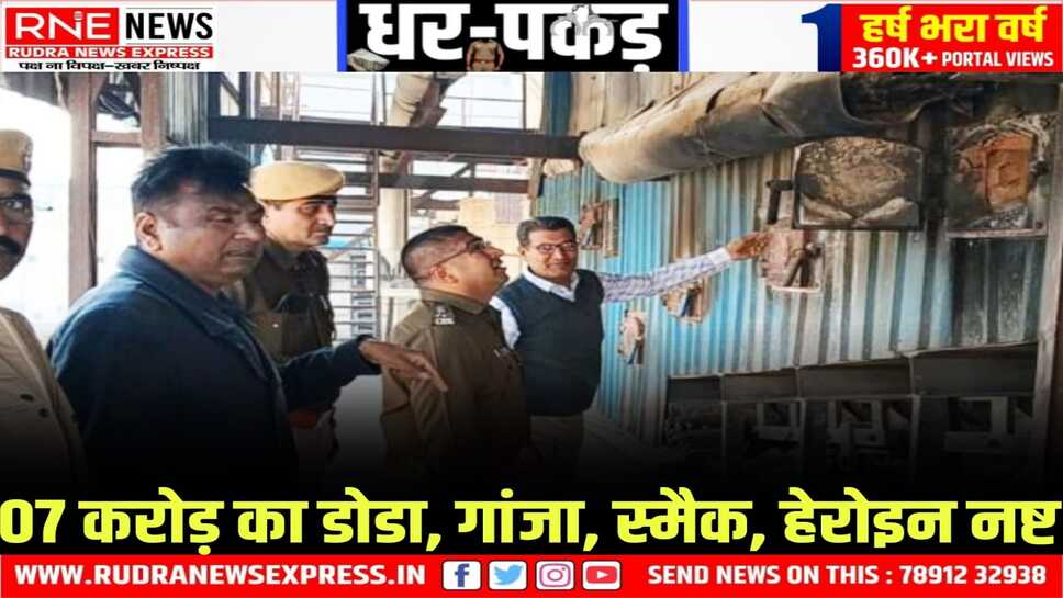 Bikaner : 2122 किग्रा डोडा, 13 किग्रा गांजा, 185 ग्राम एमडी, 4895 ग्राम एमडीएमए, 27.413 ग्राम स्मैक, 1.770 किग्रा हेरोईन नष्ट