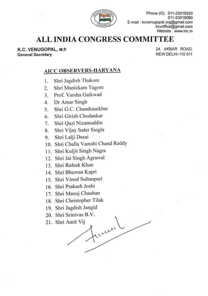संगठन सृजन अभियान के लिए कांग्रेस ने एमपी व हरियाणा में पर्यवेक्षक बनाये, ये जिलाध्यक्ष बनायेंगे, राज्य के कई नेताओं को जिम्मेदारी
