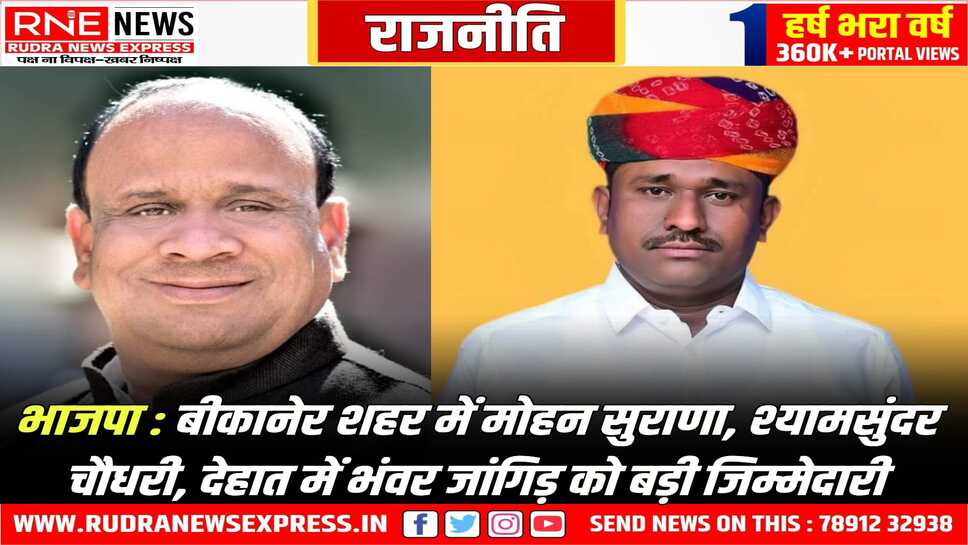 Bikaner BJP : ‘एक राष्ट्र एक चुनाव’ अभियान में मोहन सुराणा संयोजक, श्यामसुंदर चौधरी सह-संयोजक