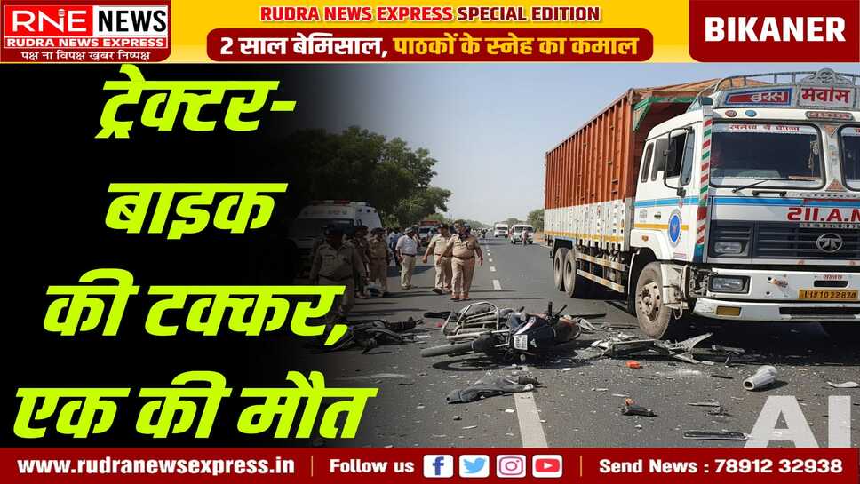 Bikaner में ट्रैक्टर चालक ने बाइक सवार को मारी टक्कर, विवाहिता की हुई मौत