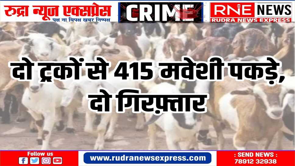 पुलिस ने नाकाबंदी के दौरान आड़सर नाके पर अवैध रूप से पशुओं को ले जा रहे दो ट्रक पकड़े