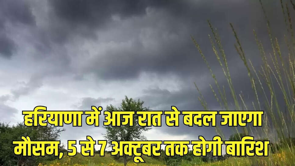 Weather update : हरियाणा में आज रात से बदल जाएगा मौसम, 5 से 7 अक्टूबर तक होगी बारिश 