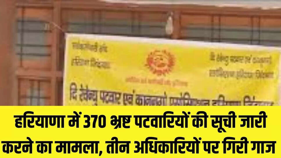 Haryana Patwari  हरियाणा में 370 भ्रष्ट पटवारियों की सूची जारी करने का मामला, तीन अधिकारियों पर गिरी गाज 
