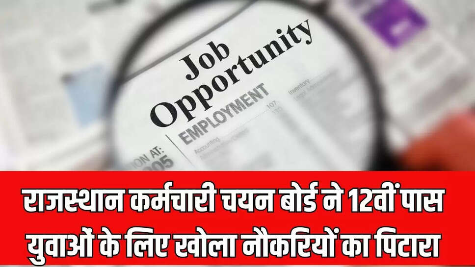 Rajasthan Job  राजस्थान कर्मचारी चयन बोर्ड ने 12वीं पास युवाओं के लिए खोला नौकरियों का पिटारा