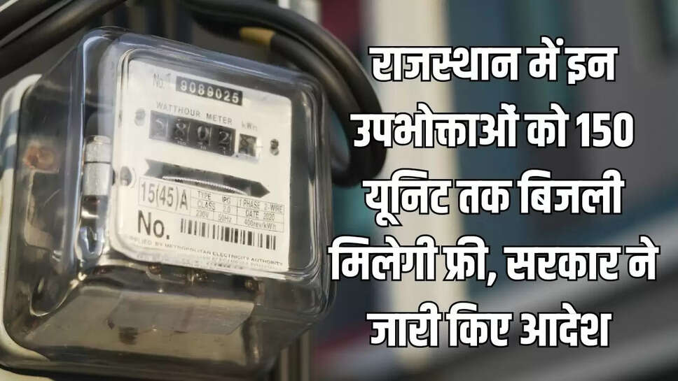 Electricity Free  राजस्थान में इन उपभोक्ताओं को 150 यूनिट तक बिजली मिलेगी फ्री, सरकार ने जारी किए आदेश 