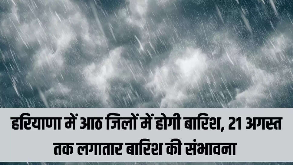 Haryana Weather  हरियाणा में आठ जिलों में होगी बारिश, 21 अगस्त तक लगातार बारिश की संभावना 
