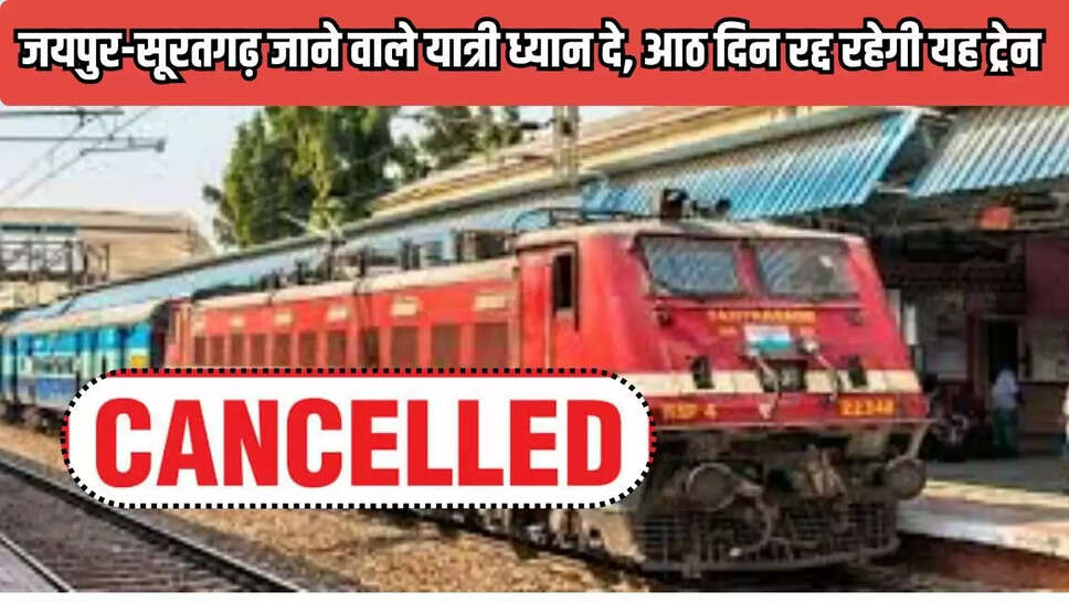 Train Canceled : जयपुर-सूरतगढ़ जाने वाले यात्री ध्यान दे, आठ दिन रद्द रहेगी यह ट्रेन 