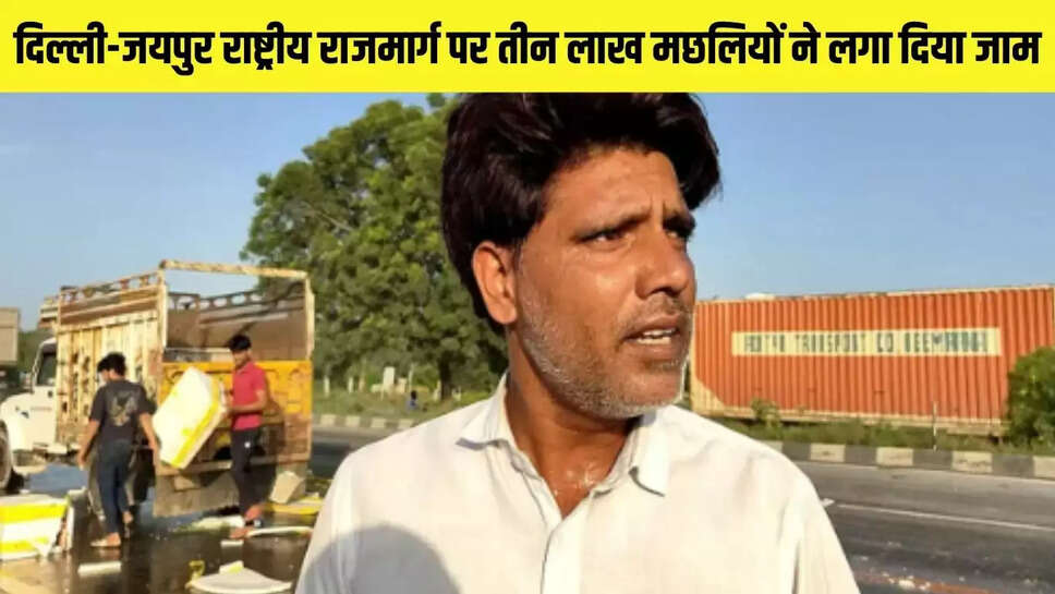 Delhi-Jaipur Highway Jam : दिल्ली-जयपुर राष्ट्रीय राजमार्ग पर तीन लाख मछलियों ने लगा दिया जाम, हर तरफ दिखाई दी मछलियां 