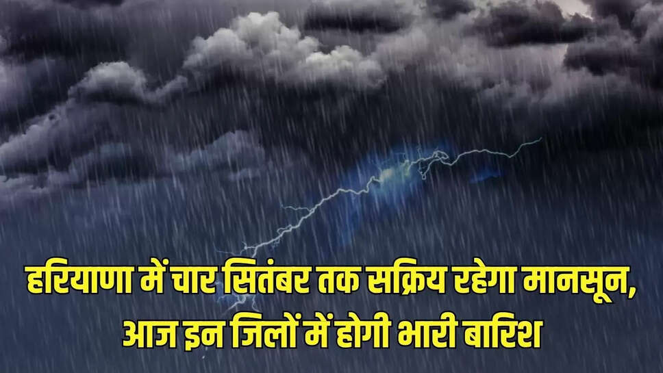 Haryana Weather : हरियाणा में चार सितंबर तक सक्रिय रहेगा मानसून, आज इन जिलों में होगी भारी बारिश