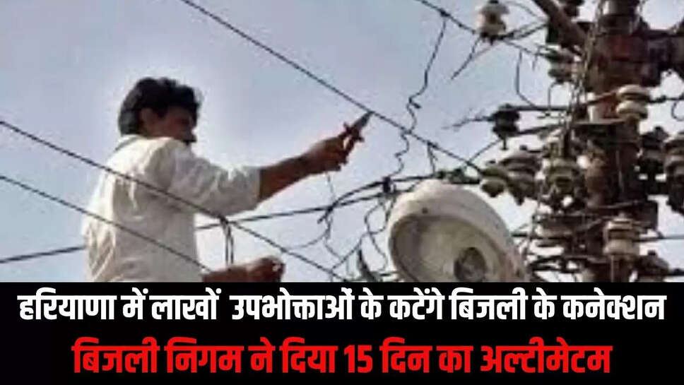 Power Connection Cut : हरियाणा में लाखों उपभोक्ताओं के कटेंगे बिजली के कनेक्शन, बिजली निगम ने दिया 15 दिन का अल्टीमेटम 