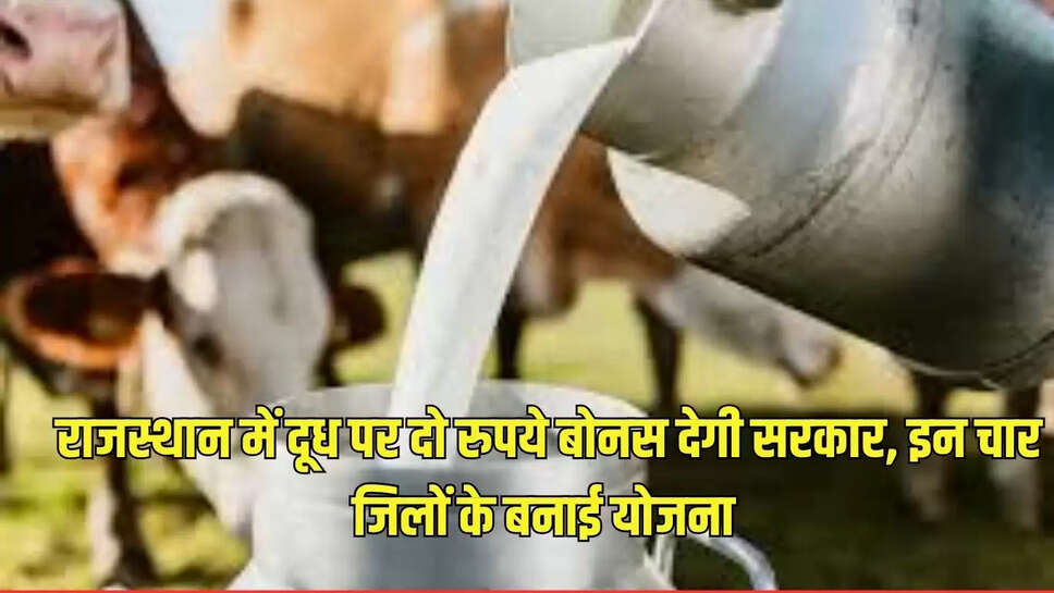  राजस्थान में दूध पर दो रुपये बोनस देगी सरकार,  इन चार जिलों के बनाई योजना 