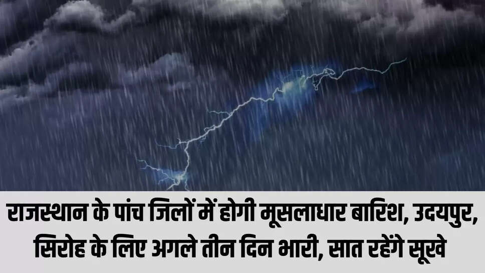 राजस्थान के पांच जिलों में होगी मूसलाधार बारिश, उदयपुर, सिरोह के लिए अगले तीन दिन भारी, सात रहेंगे सूखे 