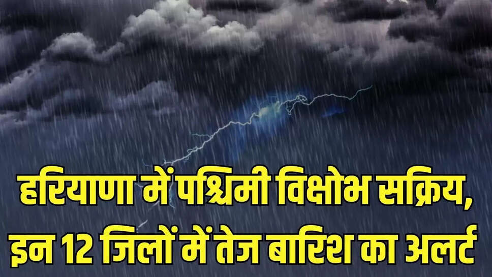 Haryana Heavy Rain Alert : हरियाणा में पश्चिमी विक्षोभ सक्रिय, इन 12 जिलों में तेज बारिश का अलर्ट 
