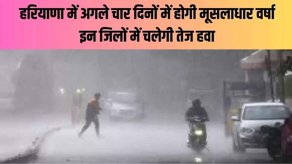 Haryana Heavy Rain Alert : हरियाणा में अगले चार दिनों में होगी मूसलाधार वर्षा, इन जिलों में चलेगी तेज हवा 
