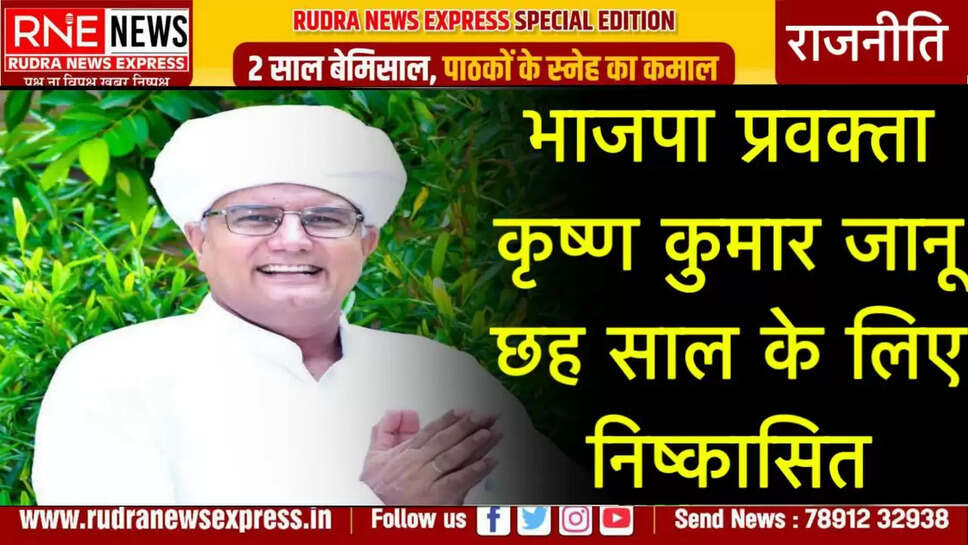 भाजपा प्रवक्ता कृष्ण कुमार जानू छह साल के लिए निष्कासित