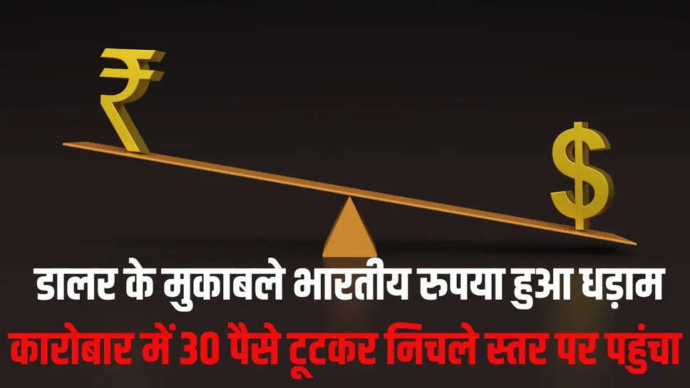Dollar vs Rupee  डालर के मुकाबले भारतीय रुपया हुआ धड़ाम, कारोबार में 30 पैसे टूटकर निचले स्तर पर पहुंचा&nbsp;