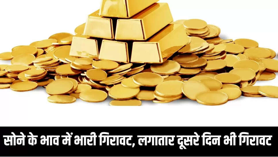 Gold prices today  सोने के भाव में भारी गिरावट, लगातार दूसरे दिन भी गिरावट 