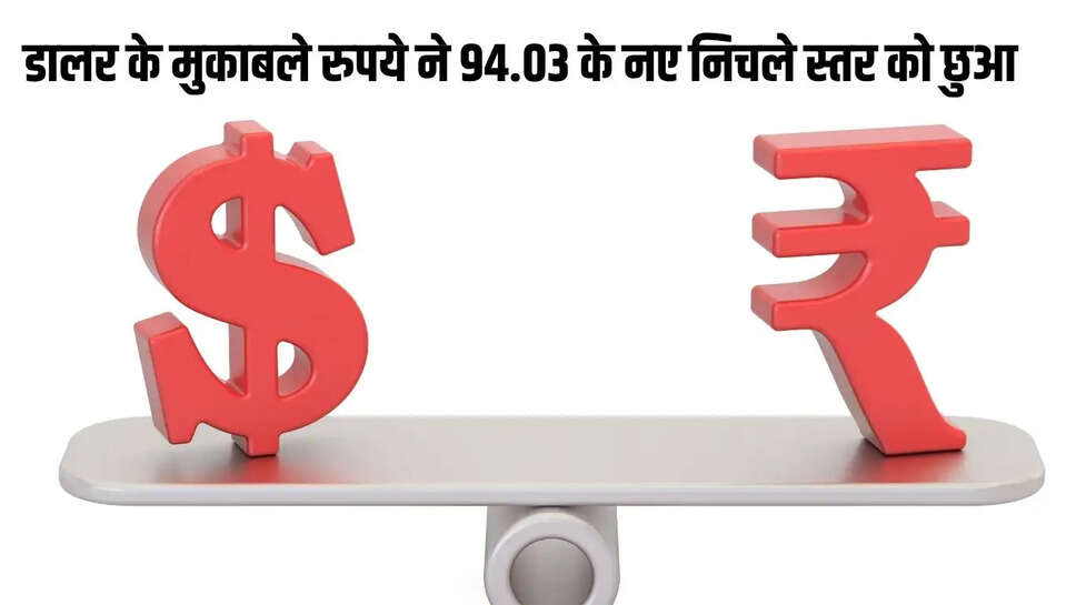 Dollar VS Rupee  डालर के मुकाबले रुपये ने 94.03 के नए निचले स्तर को छुआ