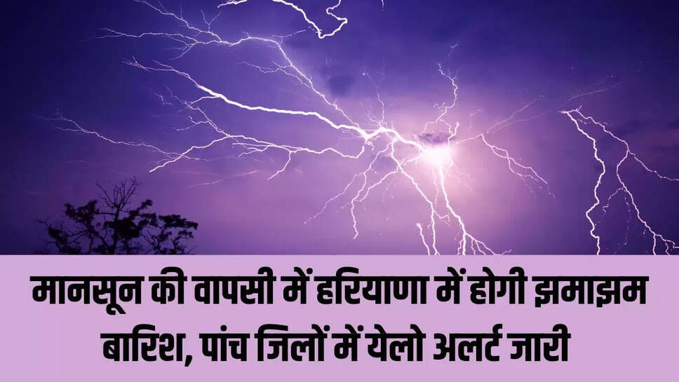 Haryana Rain Alert : मानसून की वापसी में हरियाणा में होगी झमाझम बारिश, पांच जिलों में येलो अलर्ट जारी 