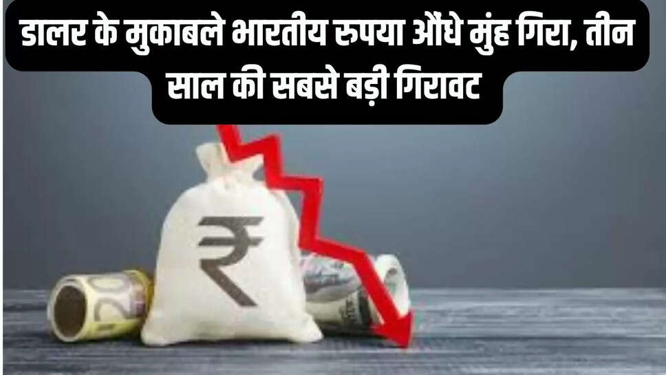 Currency Rate : डालर के मुकाबले भारतीय रुपया औंधे मुंह गिरा, तीन साल की सबसे बड़ी गिरावट 